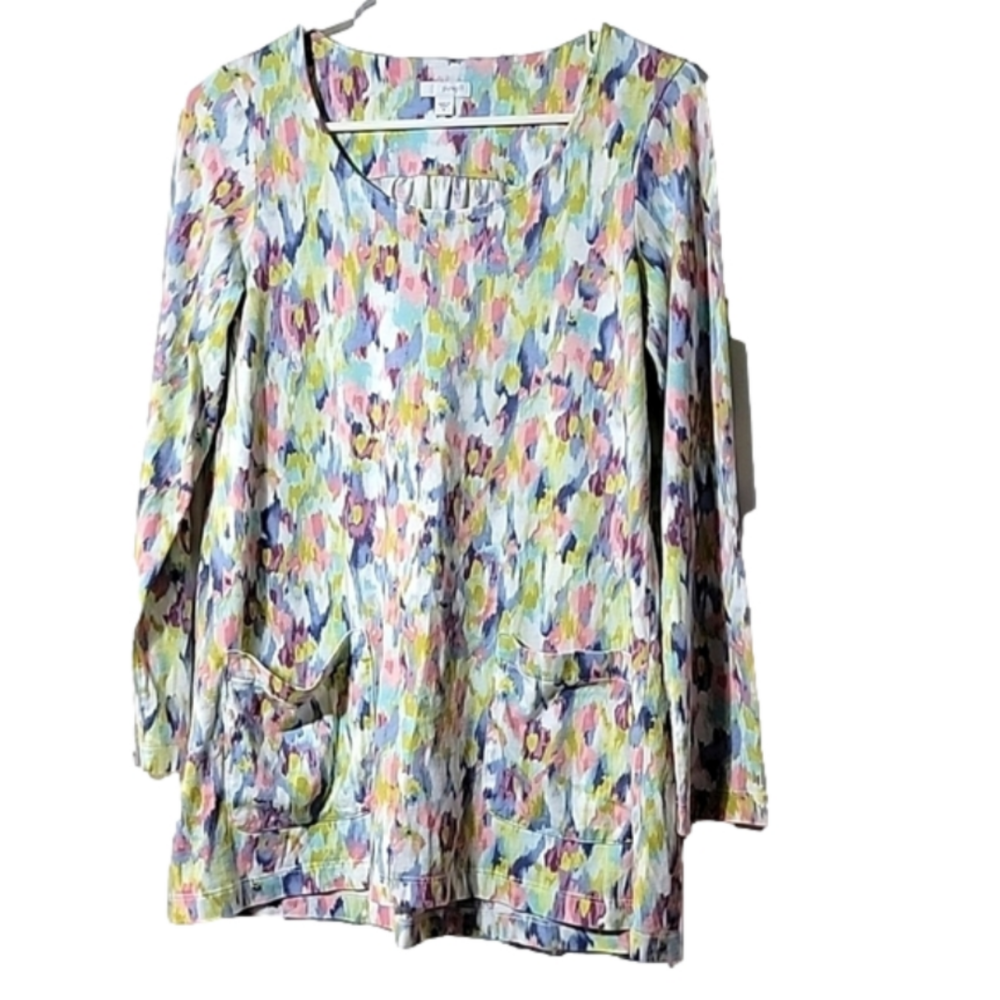 PURE JILL by J. JILL watercolor print multicolor tunic style long sleeve…